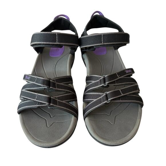 Teva Tirra Sandal Womens 9.5 Black Grey Lavendar 4266 Spider Rubber Sole - Picture 3 of 9